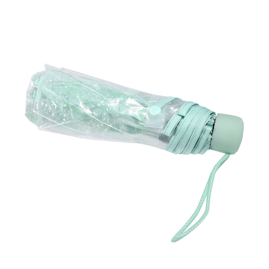 1PC Transparent Folding Umbrella Fashionable Princess Umbrella Cherry Blossom # Light Green