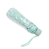 1PC Transparent Folding Umbrella Fashionable Princess Umbrella Cherry Blossom # Light Green - 45-Degree Angle