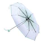 1PC Transparent Folding Umbrella Fashionable Princess Umbrella Cherry Blossom # Light Green - Extra Image
