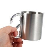 Stainless Steel Portable Mug Travel Camping Hiking Outdoor Sports Water Cups With Handle - Side View