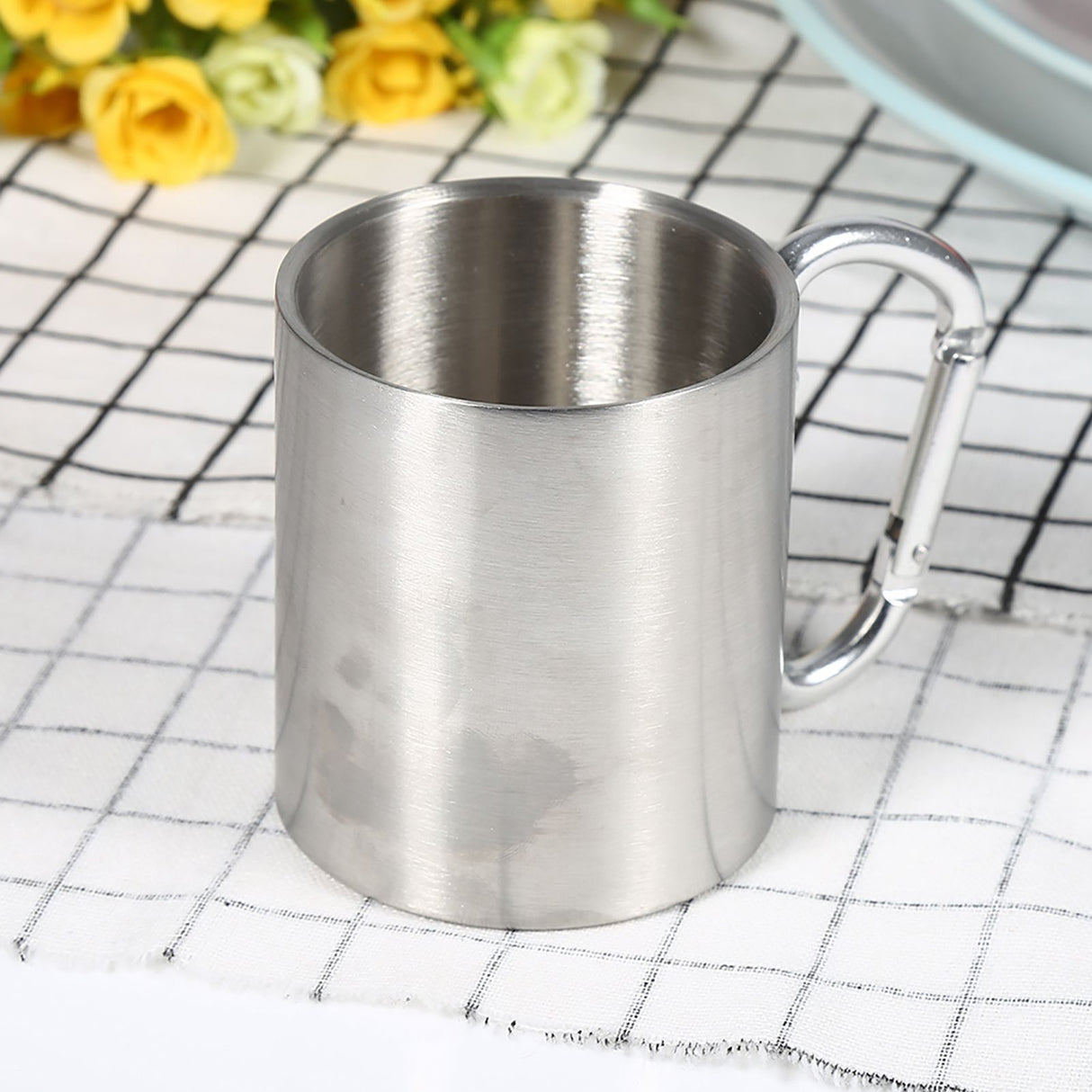 Stainless Steel Portable Mug Travel Camping Hiking Outdoor Sports Water Cups With Handle