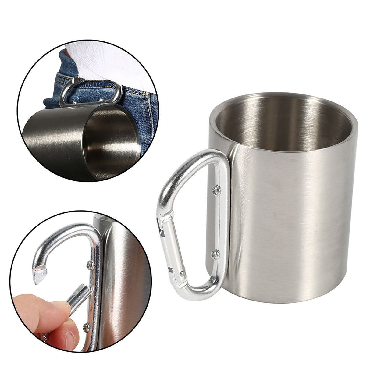 Stainless Steel Portable Mug Travel Camping Hiking Outdoor Sports Water Cups With Handle