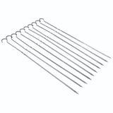 10PCS BBQ Barbecue Grilling Cooking Long Stainless Steel Kabob Kebab Flat Skewers Needle New