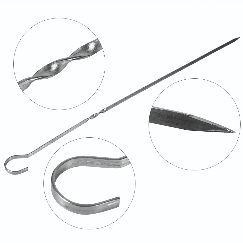 10PCS BBQ Barbecue Grilling Cooking Long Stainless Steel Kabob Kebab Flat Skewers Needle New