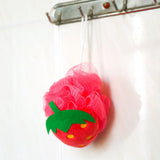 Colorful Fruit Shape Mesh Brush Shower Ball Exfoliating Body Cleansing Scrub Sponge #Strawberry