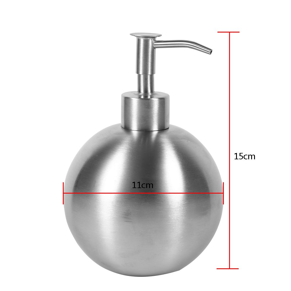 1pc 304 Stainless Steel Ball Shaped Bathroom Shampoo Shower Liquid Pump Dispenser Bottle 500ml