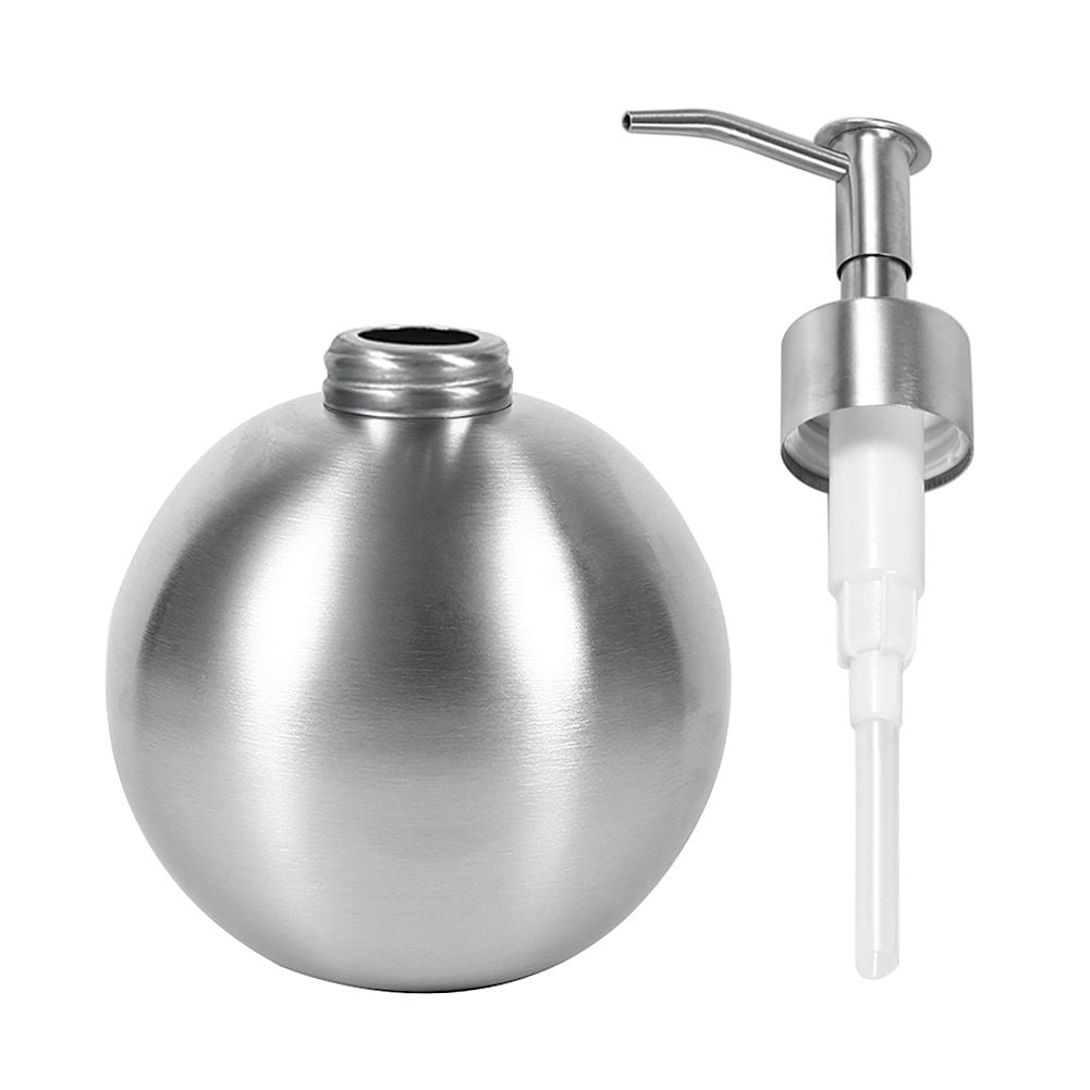 1pc 304 Stainless Steel Ball Shaped Bathroom Shampoo Shower Liquid Pump Dispenser Bottle 500ml