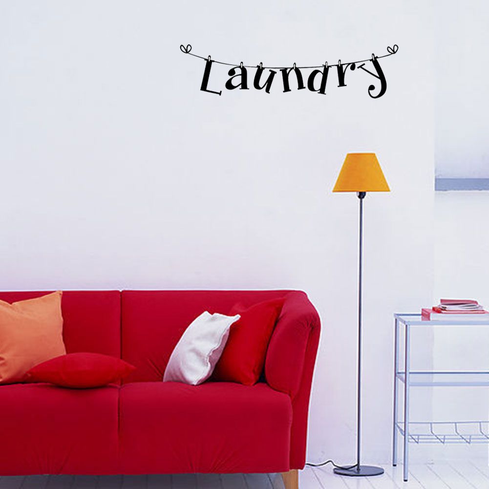 1Pc Black PVC Wall Sticker Laundry Quote Vinyl Art Decal Home Room Decoration Removable