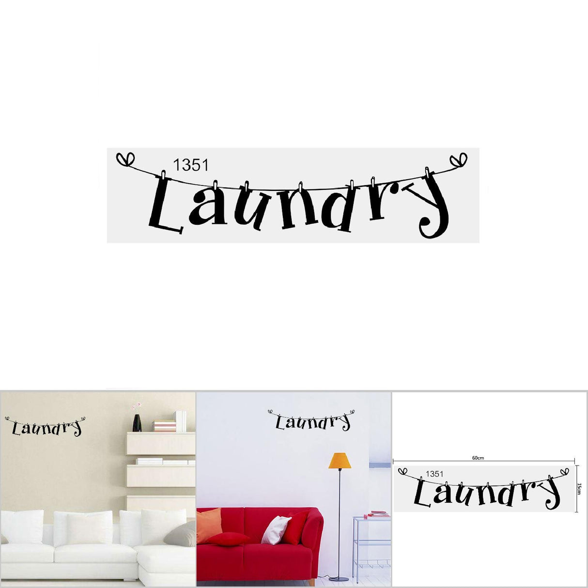 1Pc Black PVC Wall Sticker Laundry Quote Vinyl Art Decal Home Room Decoration Removable