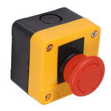 1Pc 660V 10A Plastic Shell Red Sign Emergency Stop Mushroom Push Button Switch New - Front View