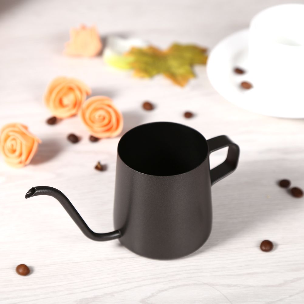 Black Stainless Steel Pour Coffee Drip Pot Kettle With Long Over Gooseneck Spout (250ml)