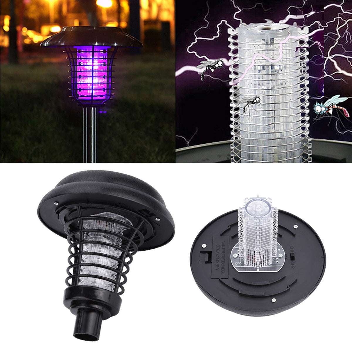 Solar Power Insect Trap Electronic Mosquito Bugs Killer LED Light Outdoor Garden Lawn Lamp