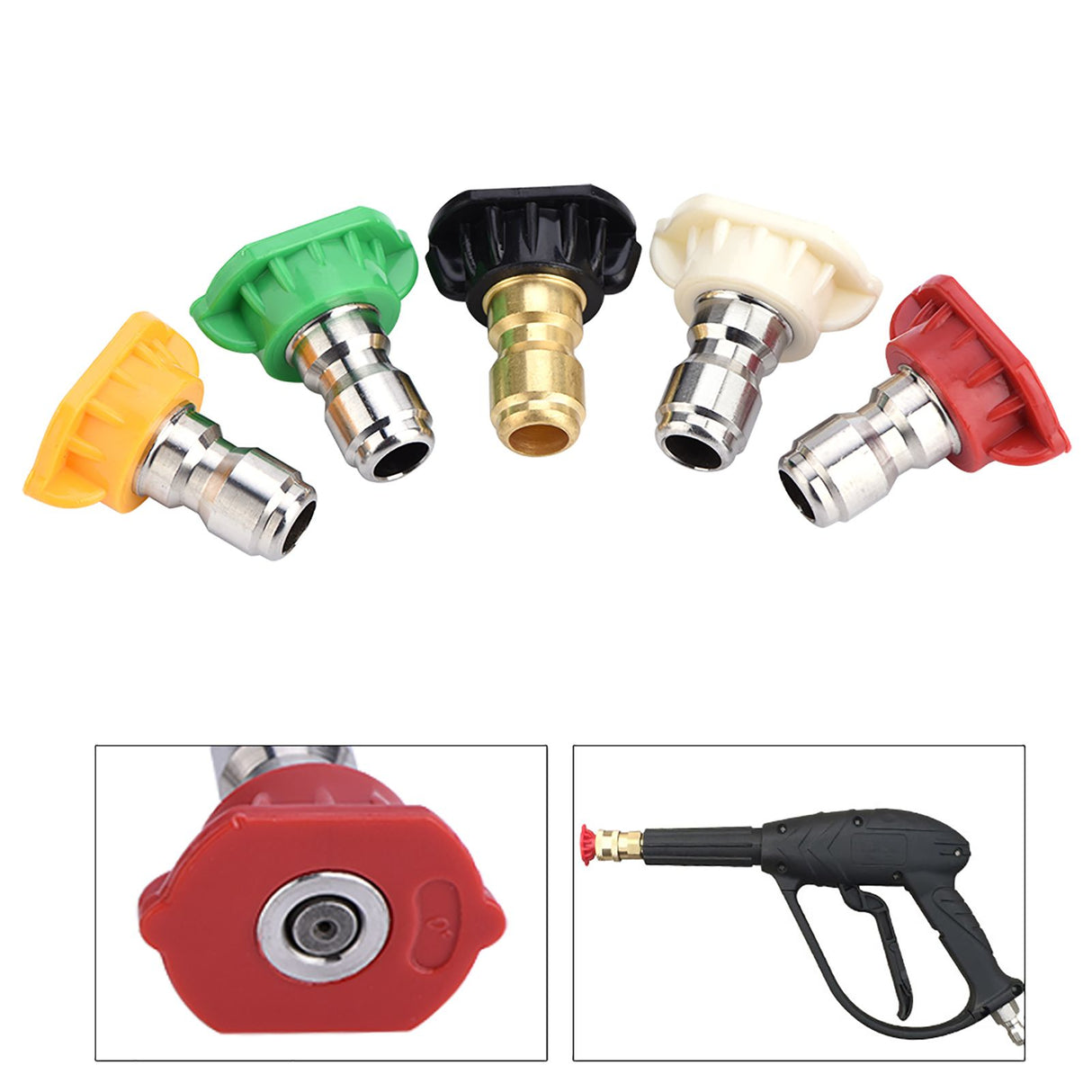 5pcs New Pressure Washer Spray Nozzles Tip Set Variety Degrees For Quick Connect Hot