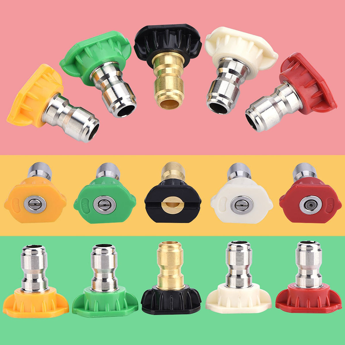 5pcs New Pressure Washer Spray Nozzles Tip Set Variety Degrees For Quick Connect Hot