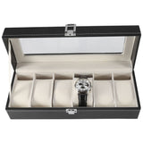 1Pc High Grade 6 Slots PU Leather Box Case For Watch Jewellery Display Storage Organizer Hot - Close-Up Angle
