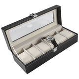 1Pc High Grade 6 Slots PU Leather Box Case For Watch Jewellery Display Storage Organizer Hot - Low Angle