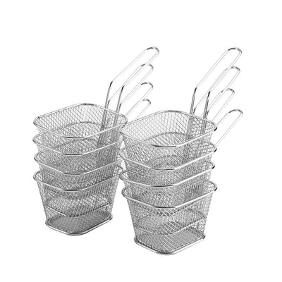 8Pcs Mini Stainless Steel Chips Deep Fry Baskets Food Presentation Strainer Potato Cooking Tool