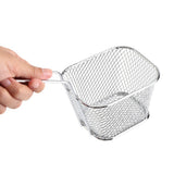 8Pcs Mini Stainless Steel Chips Deep Fry Baskets Food Presentation Strainer Potato Cooking Tool - Close-Up Angle