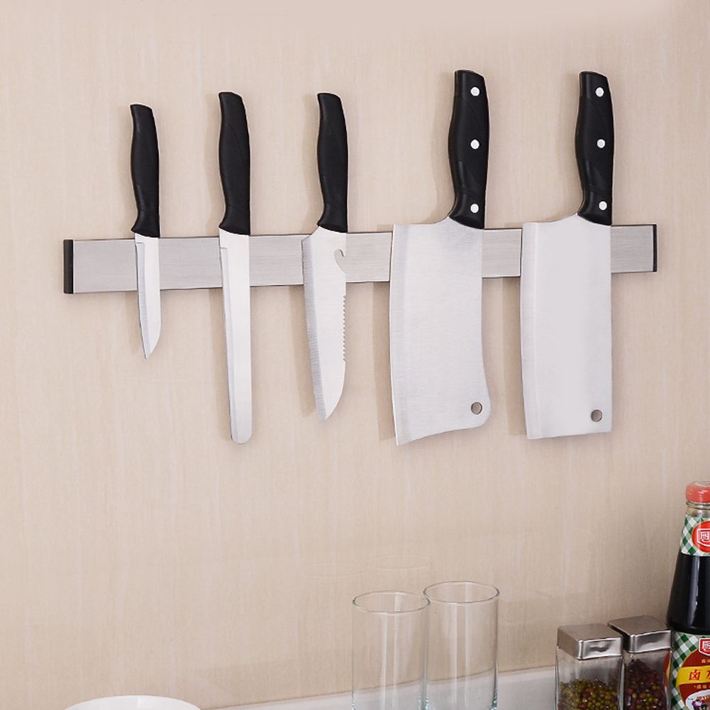 Multi Purpose Stainless Steel Magnetic Knives Rack Holder Home Kitchen Tool Organizer 31CM