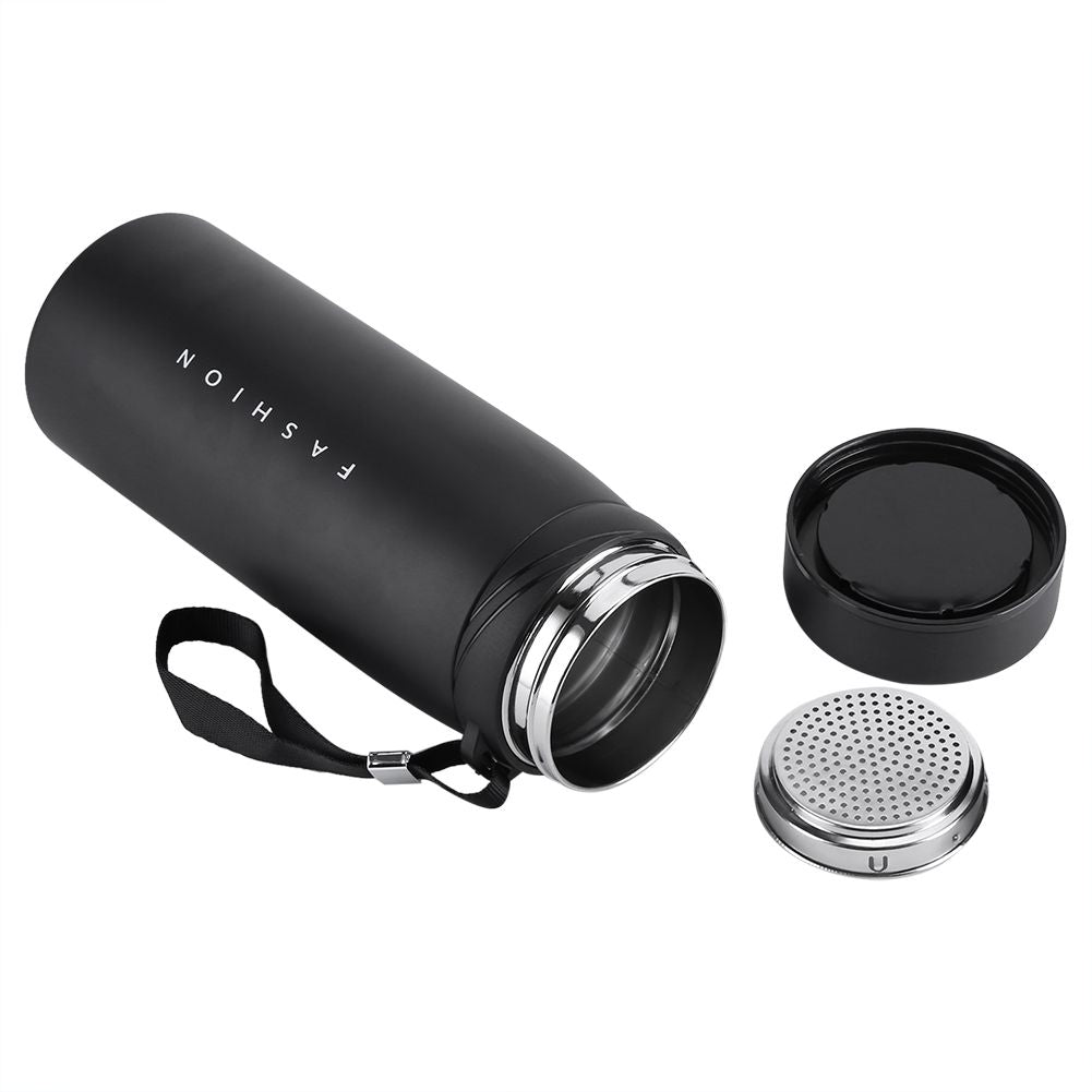 1Pc 900ml Stainless Steel Water Thermal Cup Tea Coffee Travel Drink Bottle (Black)