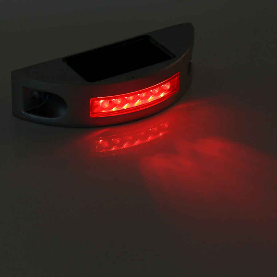 Casting Aluminum Solar Power 6 LED Waterproof Driveway Pathway Light Road Step Lamp Red