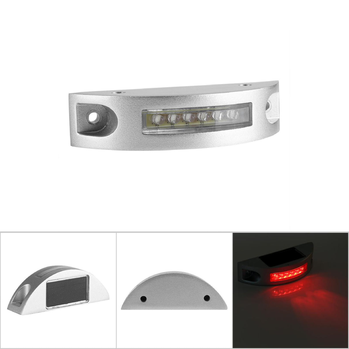 Casting Aluminum Solar Power 6 LED Waterproof Driveway Pathway Light Road Step Lamp Red