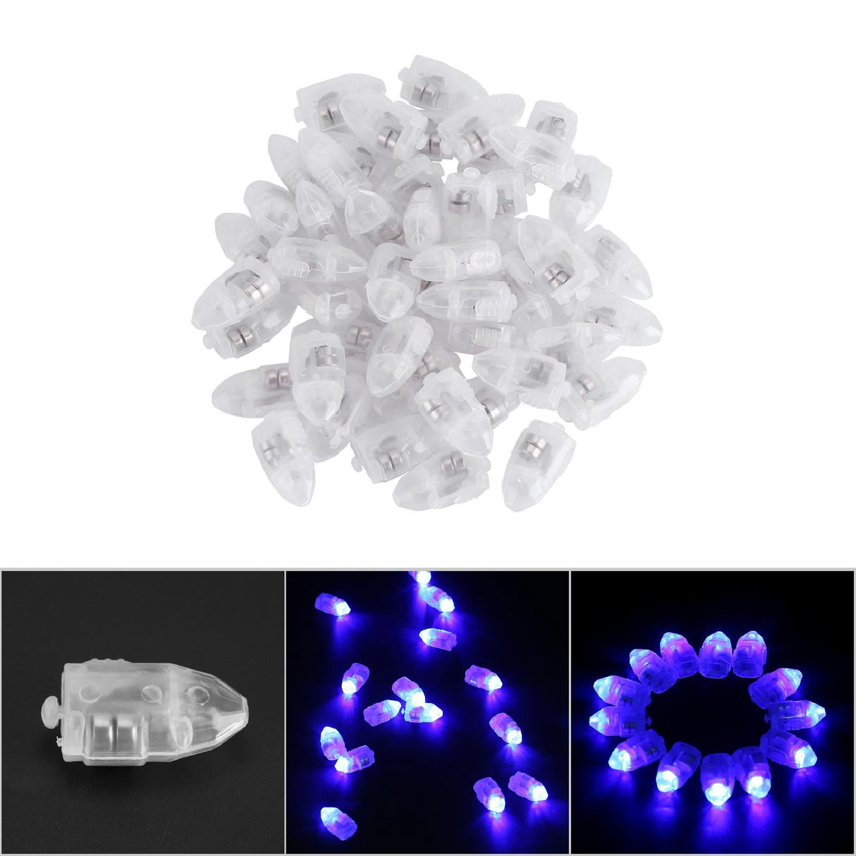 1 Set/50Pcs Waterproof LED Lights for Paper Lantern Ballon Wedding Party Decor Blue