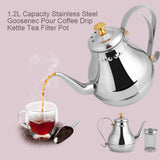 1.2L Stainless Steel Gooseneck Pour Coffee Drip Kettle Tea Filter Pot Indoor - 45-Degree Angle