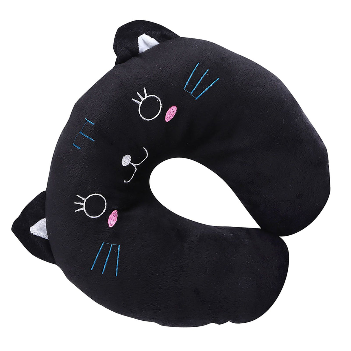 Animal Travel Neck PP Cotton Pillow Soft U Shaped Car Head Rest Toy Cushion Black Cat