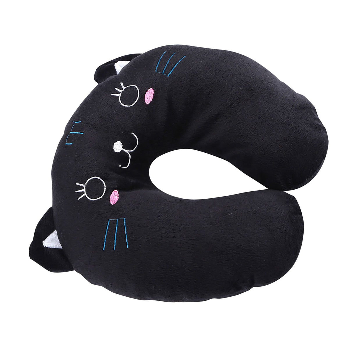 Animal Travel Neck PP Cotton Pillow Soft U Shaped Car Head Rest Toy Cushion Black Cat