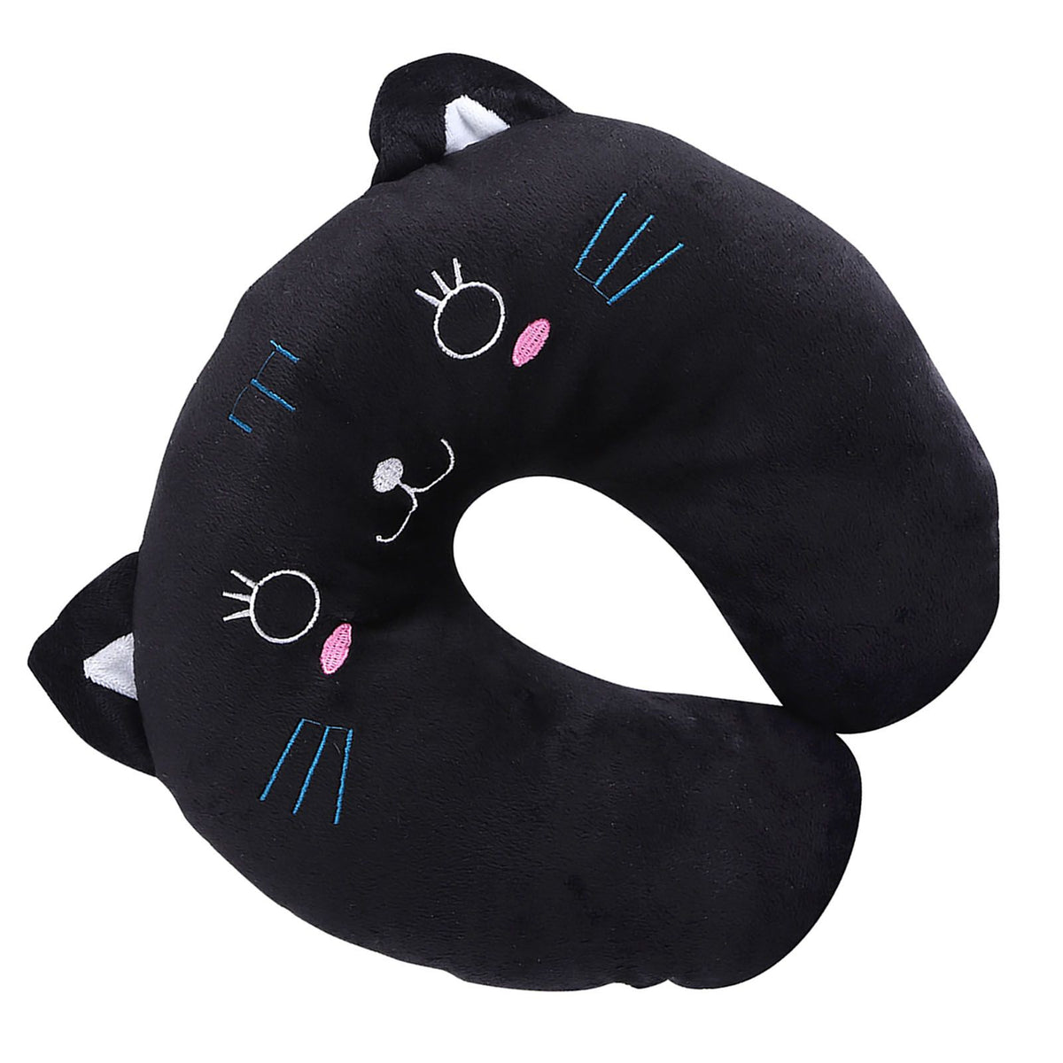 Animal Travel Neck PP Cotton Pillow Soft U Shaped Car Head Rest Toy Cushion Black Cat