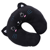 Animal Travel Neck PP Cotton Pillow Soft U Shaped Car Head Rest Toy Cushion Black Cat - 45-Degree Angle