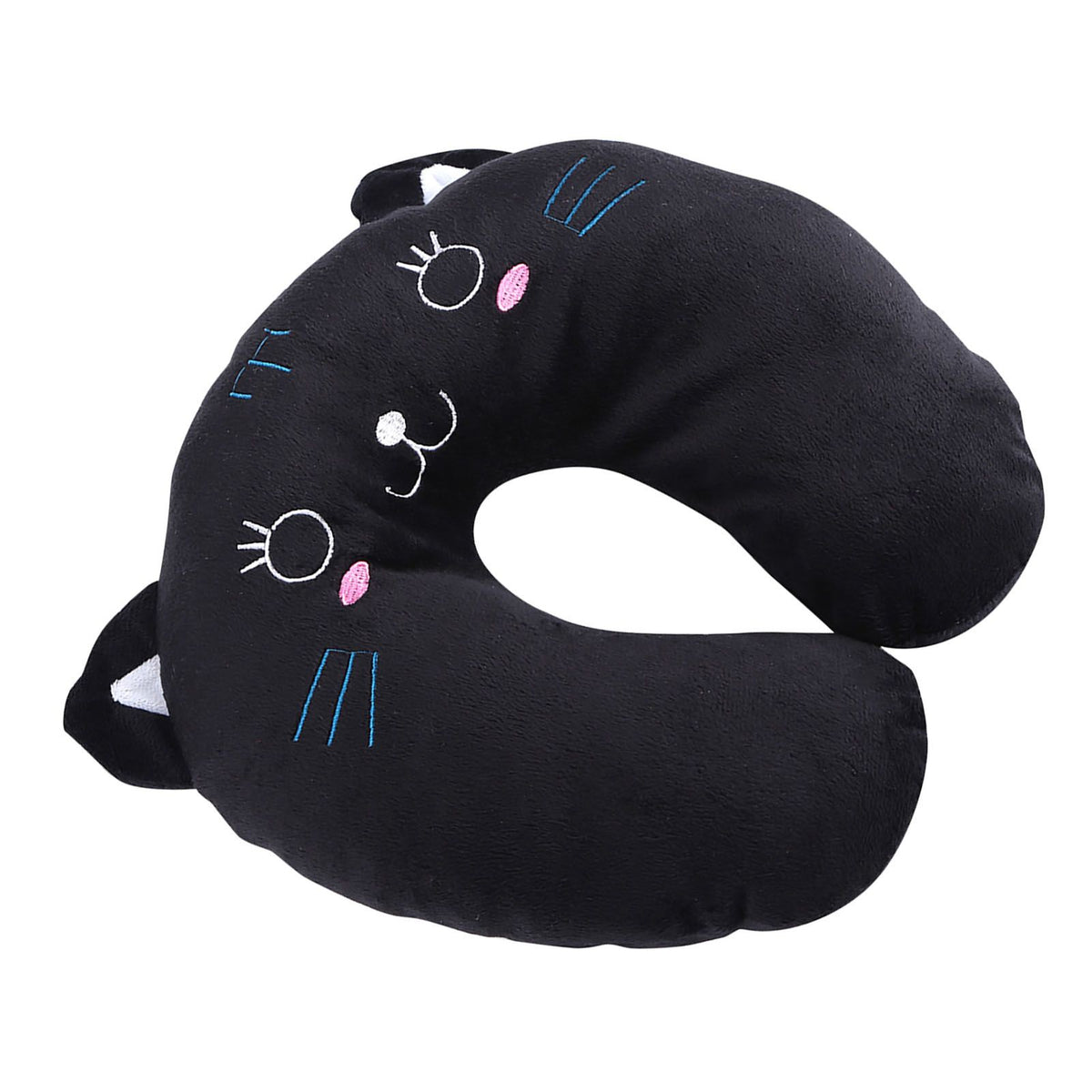 Animal Travel Neck PP Cotton Pillow Soft U Shaped Car Head Rest Toy Cushion Black Cat