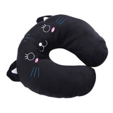 Animal Travel Neck PP Cotton Pillow Soft U Shaped Car Head Rest Toy Cushion Black Cat - Rear View