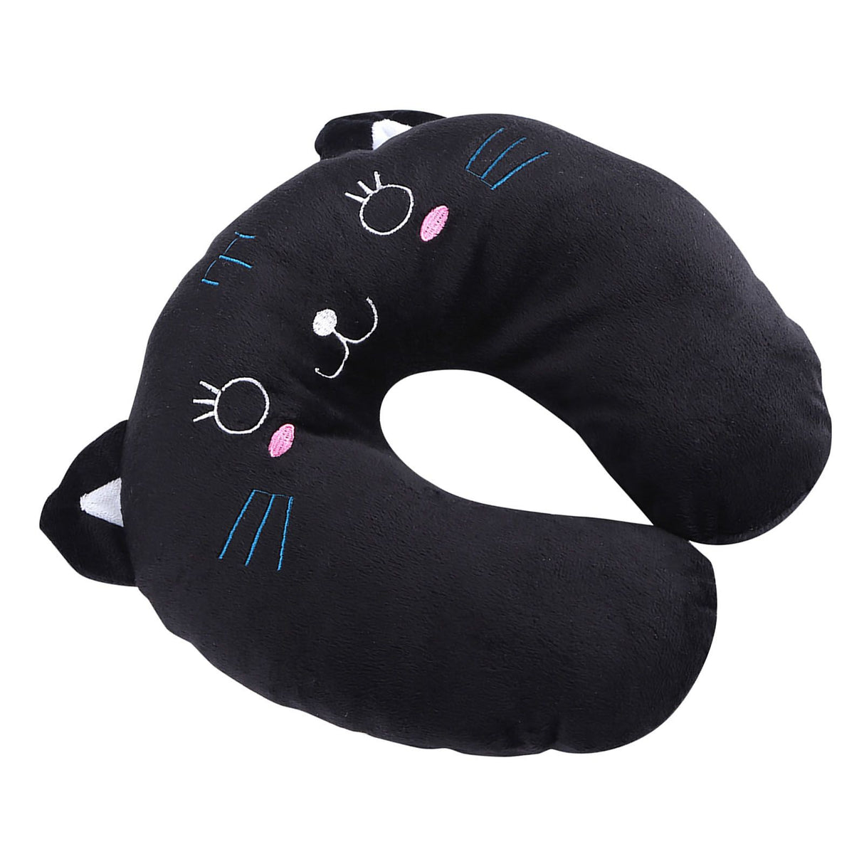 Animal Travel Neck PP Cotton Pillow Soft U Shaped Car Head Rest Toy Cushion Black Cat