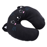 Animal Travel Neck PP Cotton Pillow Soft U Shaped Car Head Rest Toy Cushion Black Cat - Low Angle