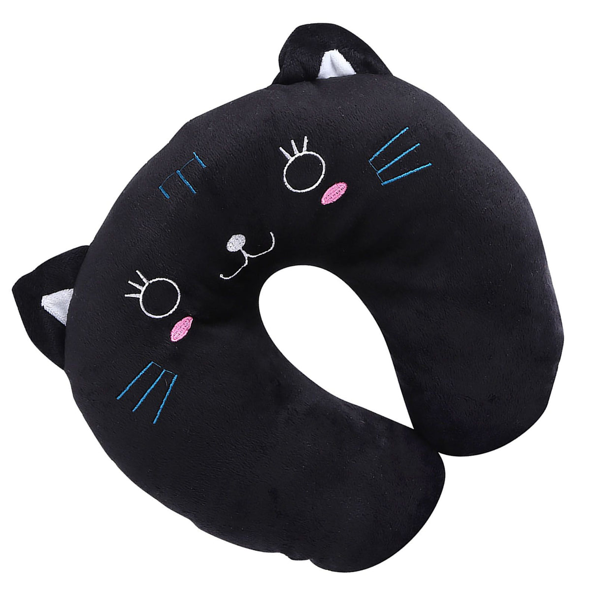 Animal Travel Neck PP Cotton Pillow Soft U Shaped Car Head Rest Toy Cushion Black Cat