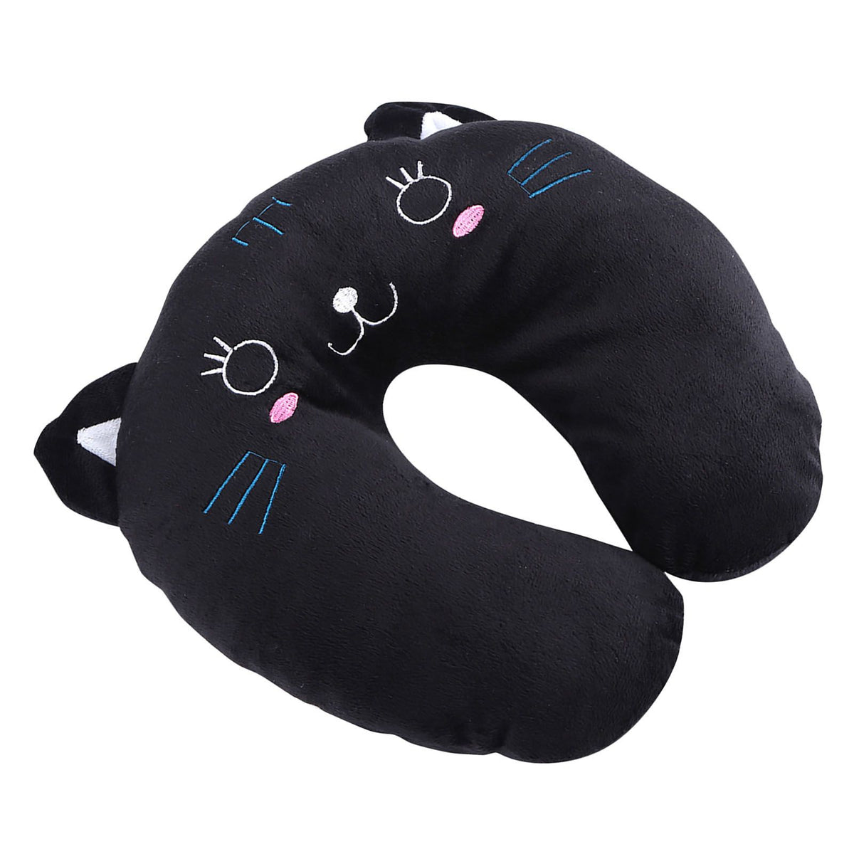 Animal Travel Neck PP Cotton Pillow Soft U Shaped Car Head Rest Toy Cushion Black Cat