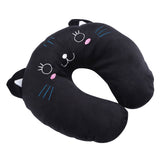 Animal Travel Neck PP Cotton Pillow Soft U Shaped Car Head Rest Toy Cushion Black Cat