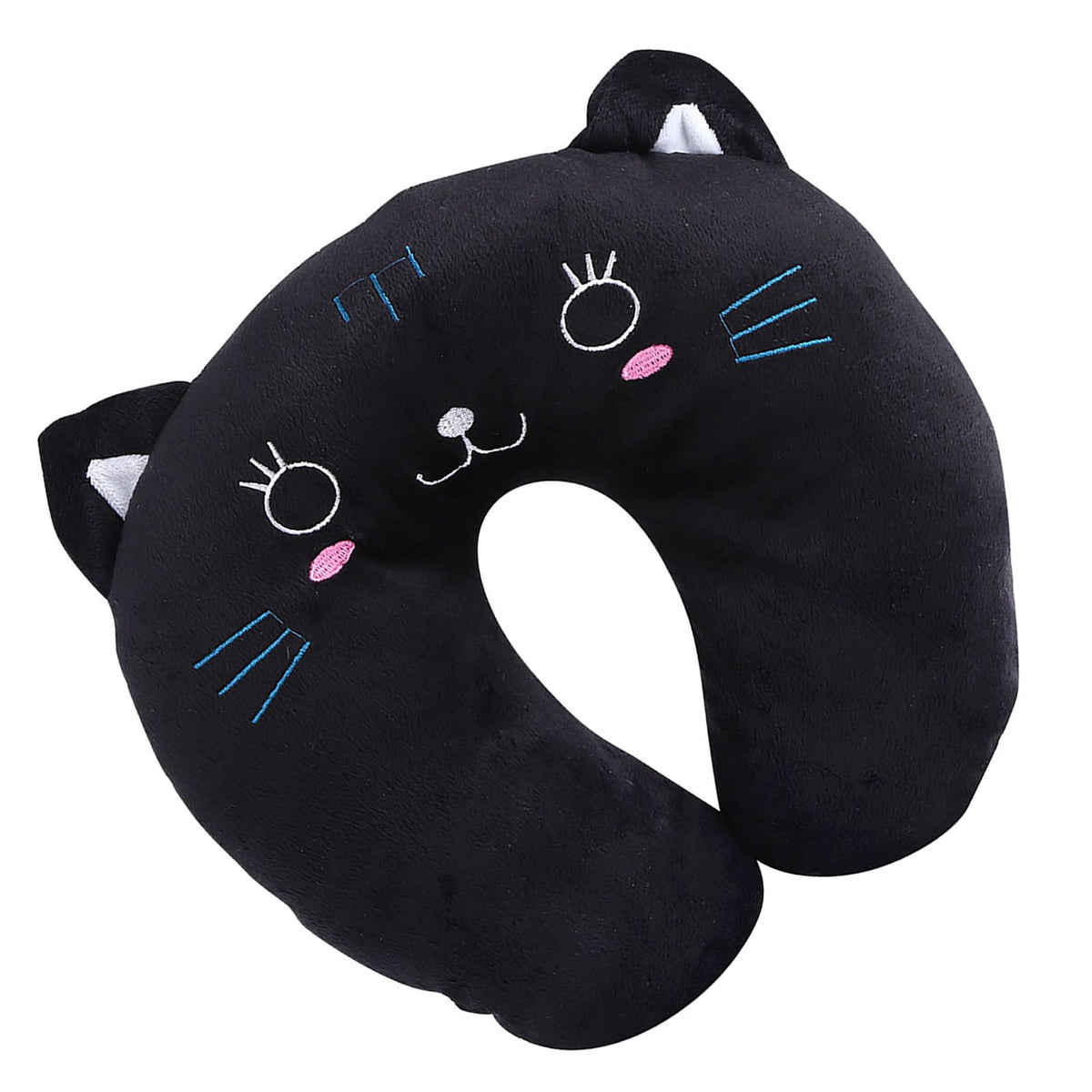 Animal Travel Neck PP Cotton Pillow Soft U Shaped Car Head Rest Toy Cushion Black Cat