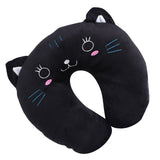 Animal Travel Neck PP Cotton Pillow Soft U Shaped Car Head Rest Toy Cushion Black Cat