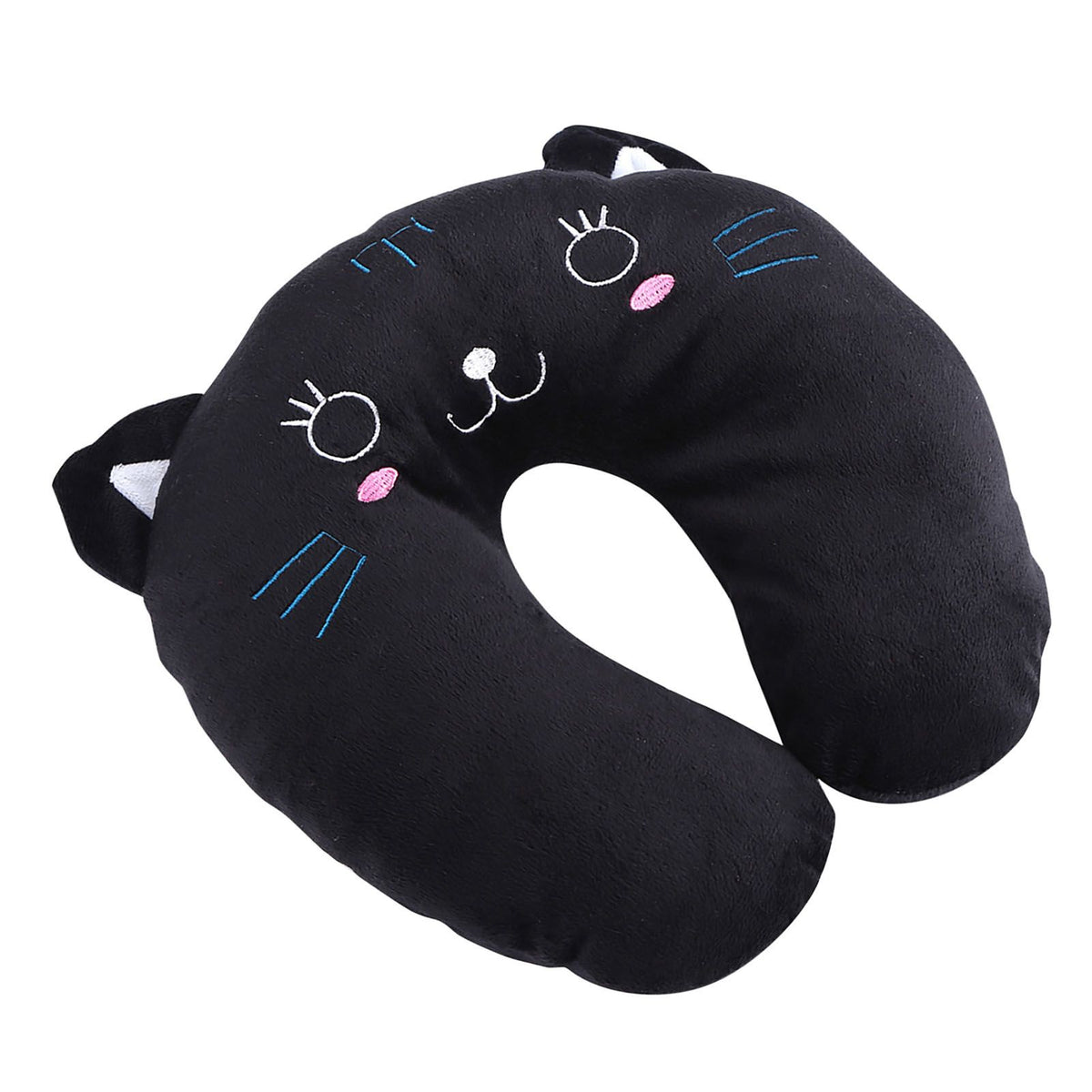 Animal Travel Neck PP Cotton Pillow Soft U Shaped Car Head Rest Toy Cushion Black Cat