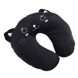 Animal Travel Neck PP Cotton Pillow Soft U Shaped Car Head Rest Toy Cushion Black Cat