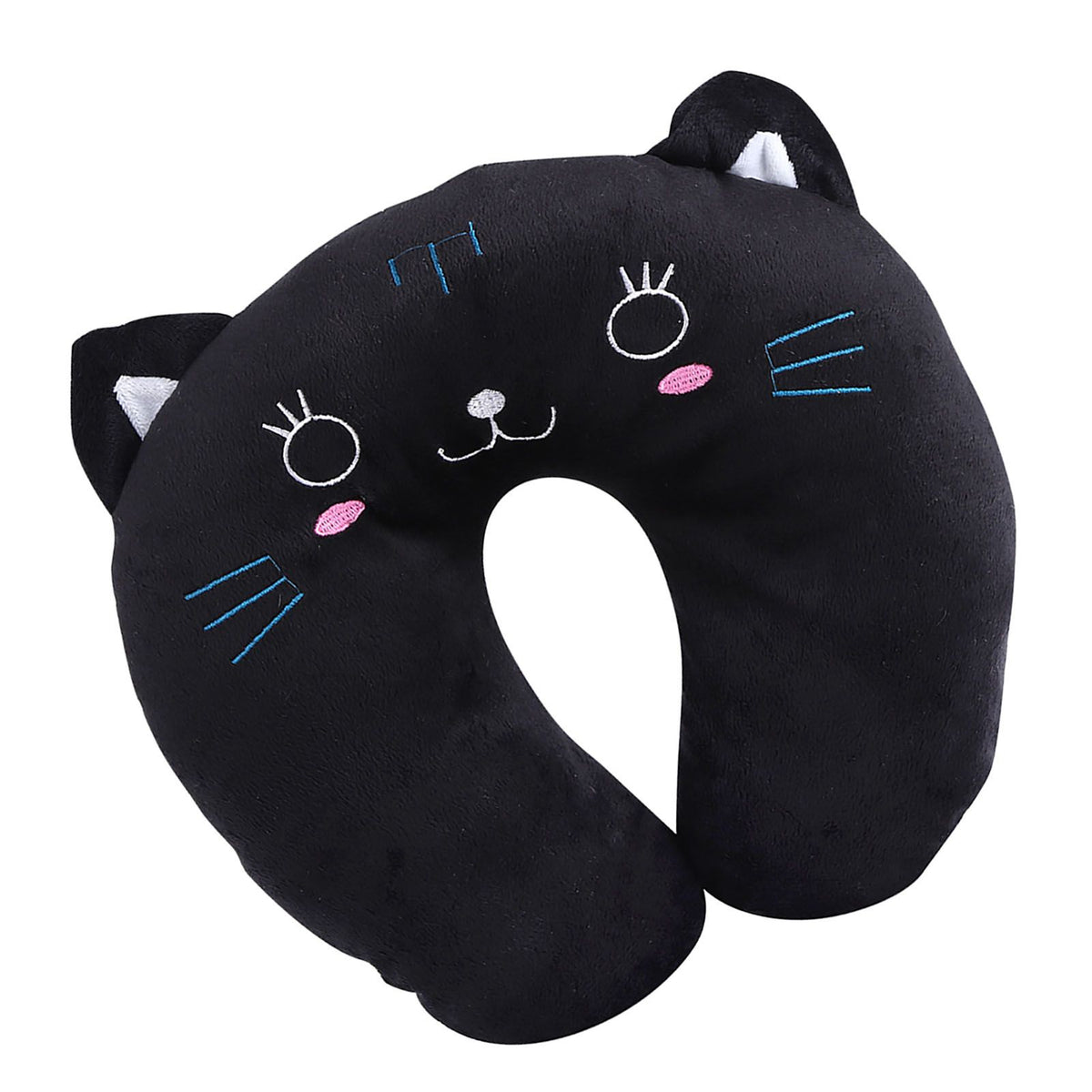 Animal Travel Neck PP Cotton Pillow Soft U Shaped Car Head Rest Toy Cushion Black Cat
