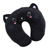Animal Travel Neck PP Cotton Pillow Soft U Shaped Car Head Rest Toy Cushion Black Cat