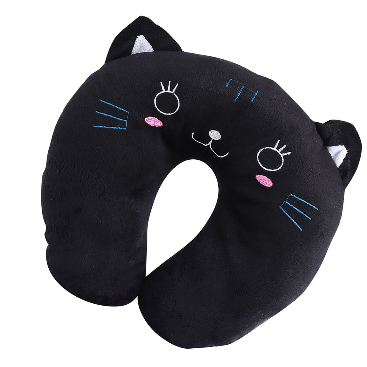 Animal Travel Neck PP Cotton Pillow Soft U Shaped Car Head Rest Toy Cushion Black Cat