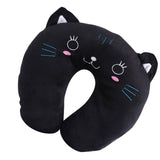 Animal Travel Neck PP Cotton Pillow Soft U Shaped Car Head Rest Toy Cushion Black Cat