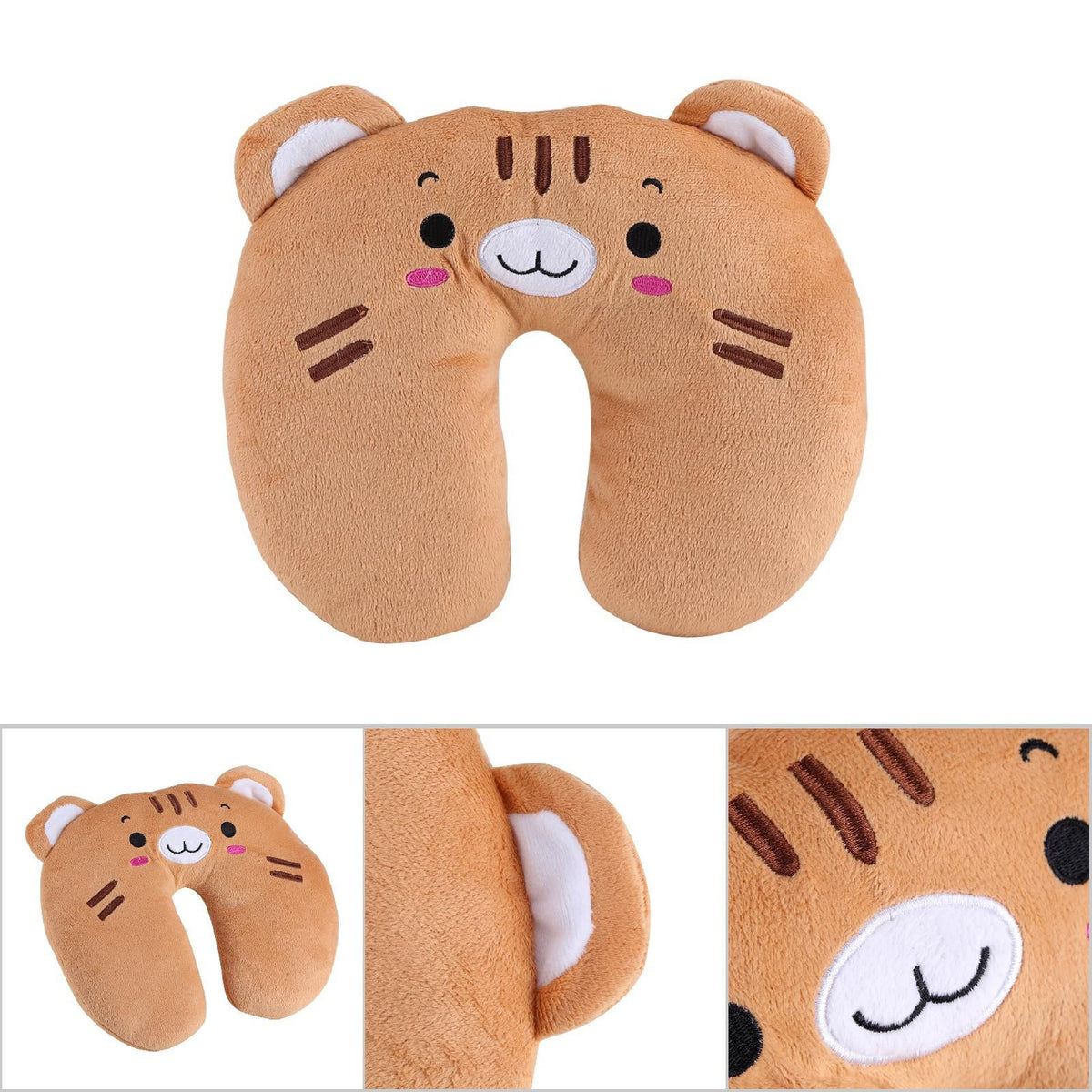 Animal Travel Neck PP Cotton Pillow Soft U Shaped Car Head Rest Toy Cushion Tiger