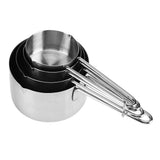 8pcs set Stainless Steel Measuring Cups&Spoons Kit Sugar Coffee Milk Kitchen Gadget Baking Tool - Top-Down View