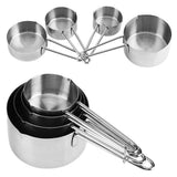 8pcs set Stainless Steel Measuring Cups&Spoons Kit Sugar Coffee Milk Kitchen Gadget Baking Tool - Low Angle
